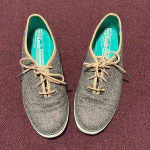 Keds grey wool with brown laces; size 10